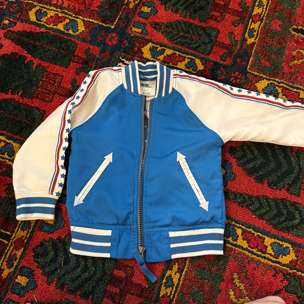 OshKosh Genuine Kids Evel Knievel inspired red white blue kids jacket size 2t
